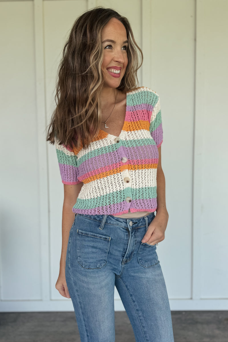 Happy Day Short Sleeve Knit Cardigan