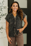 Cloud Nine to Five Button Down Blouse in Ash Black