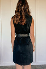 Caught Your Eye Suede Belted Vest Dress