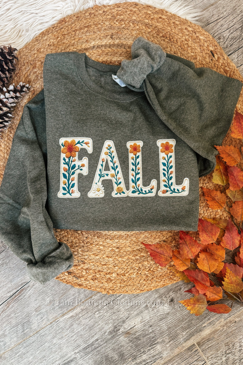 Faux Embroidered FALL sweatshirt
