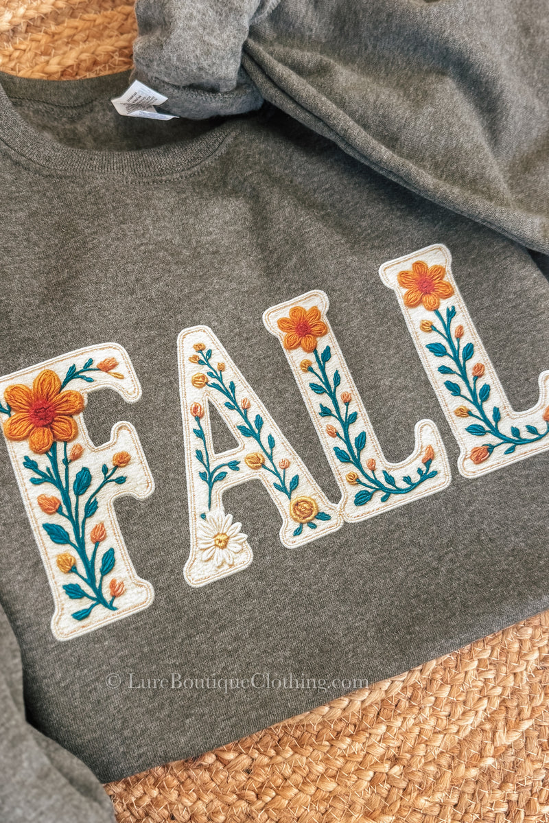 Faux Embroidered FALL sweatshirt