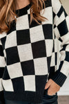 Fast Lane Checkered Crew Neck Sweater