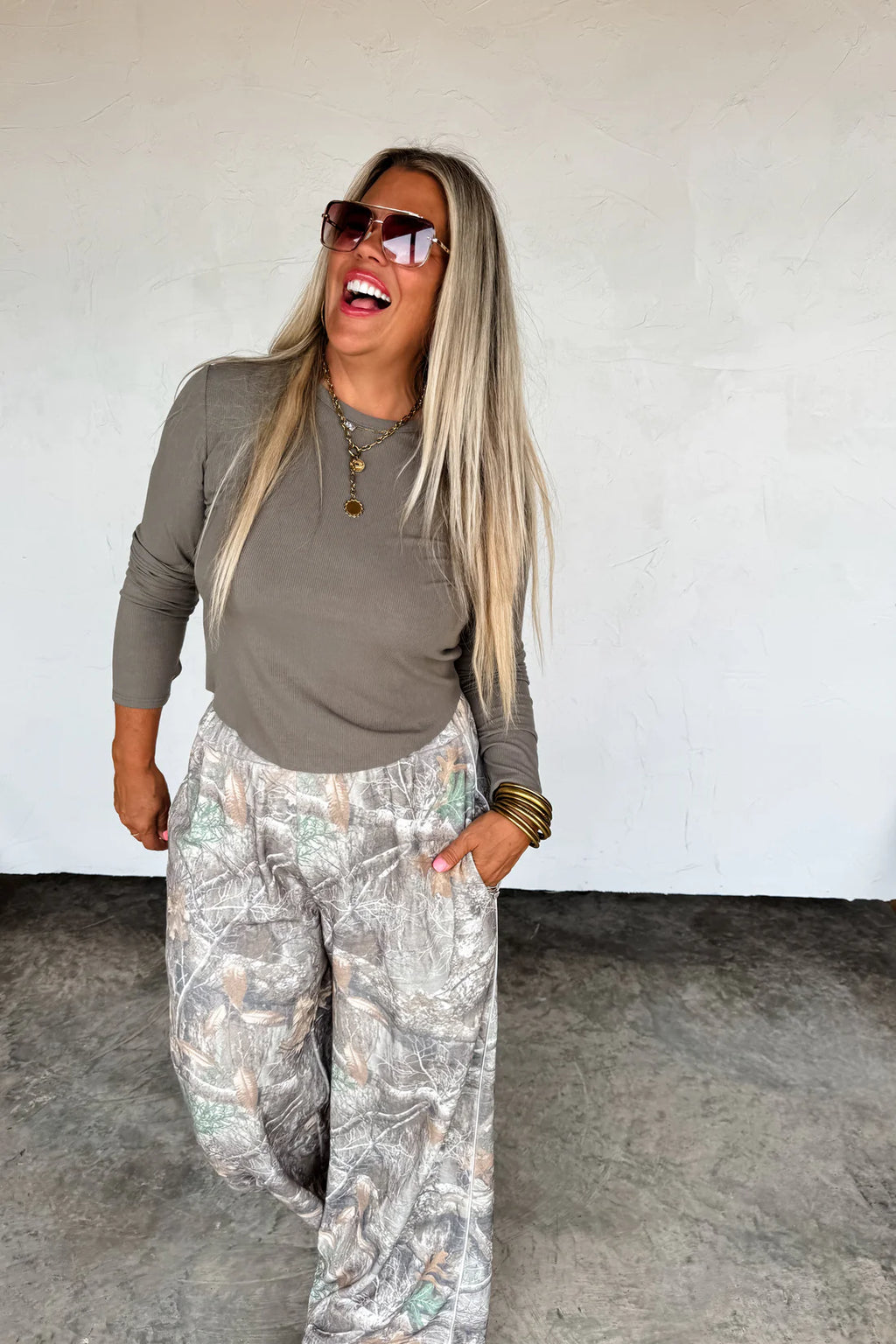 PREORDER- CAMO DRIFT AWAY WIDE LEG JOGGERS