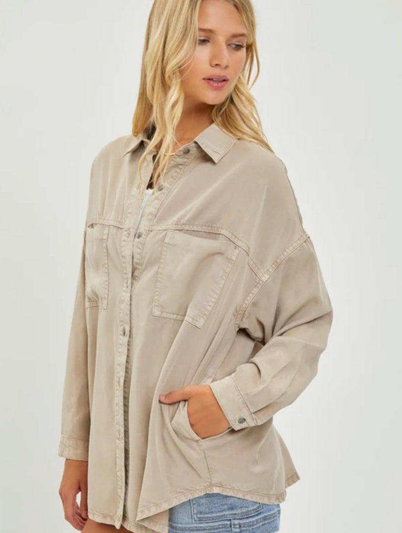 Lightweight Tencel Top in Taupe