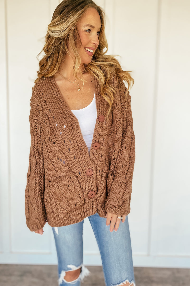 Blissful Chunky Cable Knit Cardigan