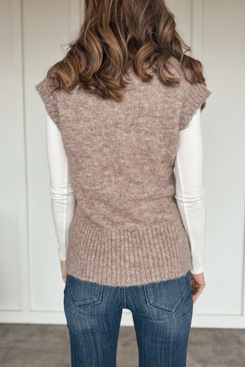 Keep It Classic Sweater Vest in Heather Mocha