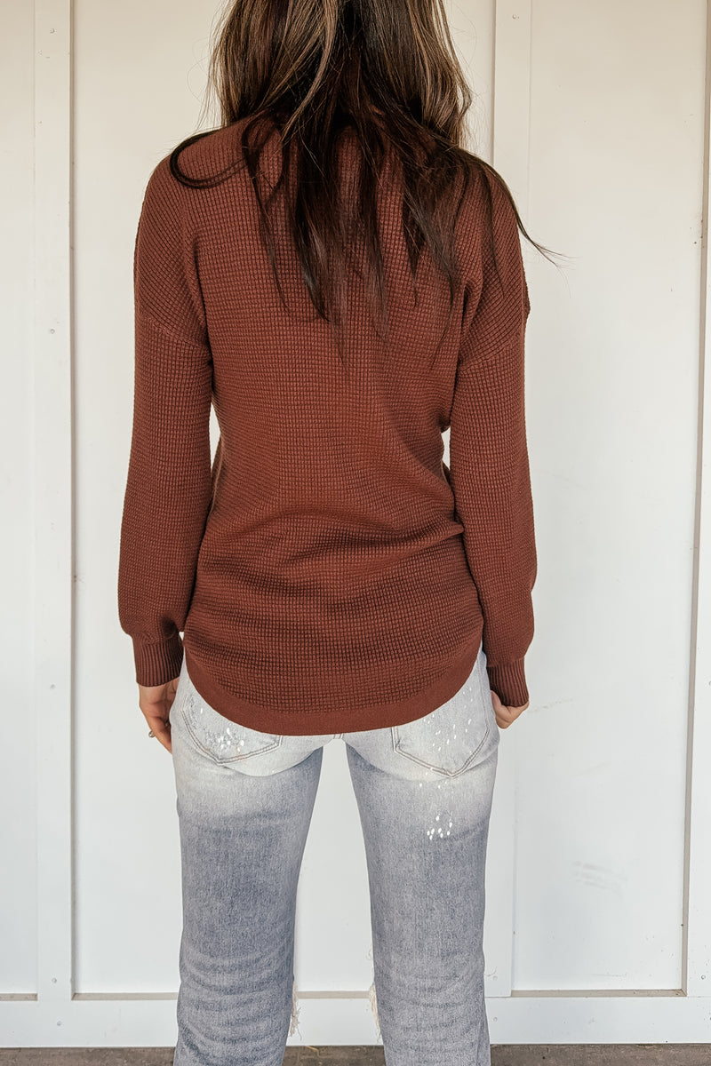Waffle Knit Sweater in Puce