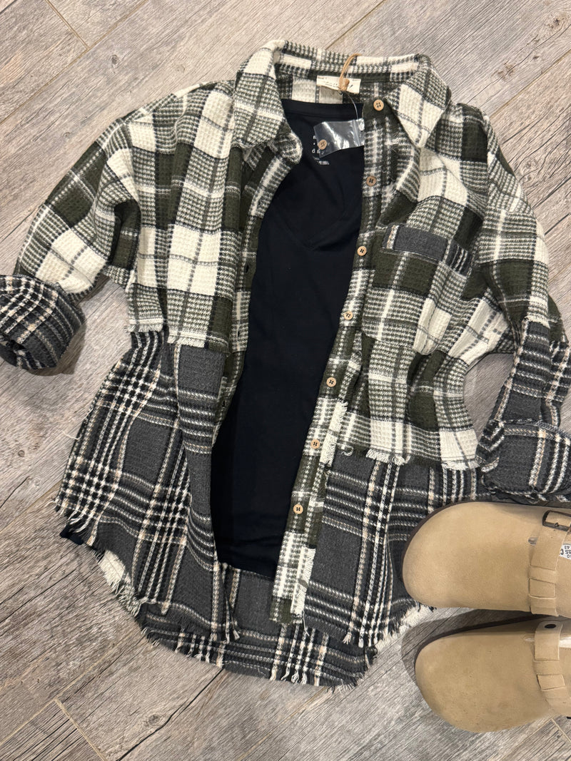 Gray and Green Winter Plaid
