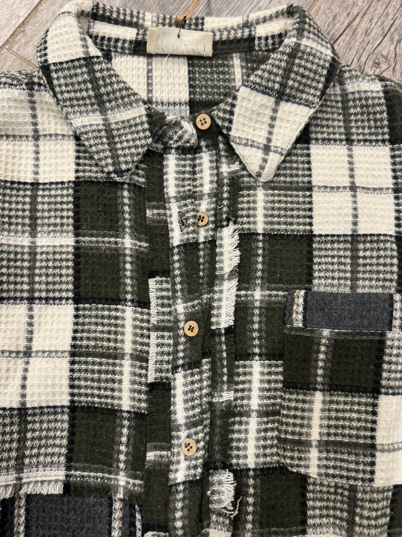 Gray and Green Winter Plaid