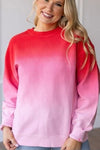 Red to Pink Ombre Corded Sweatshirt