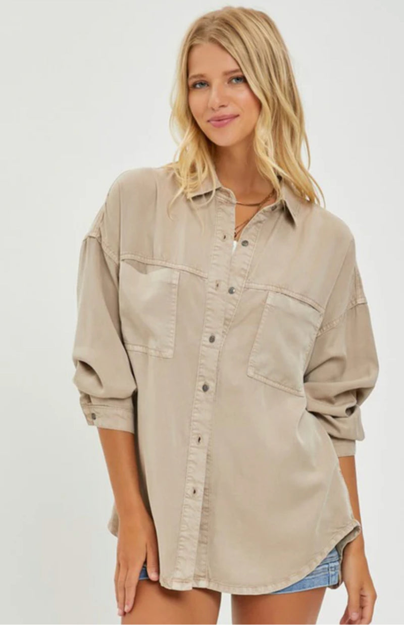 Lightweight Tencel Top in Taupe