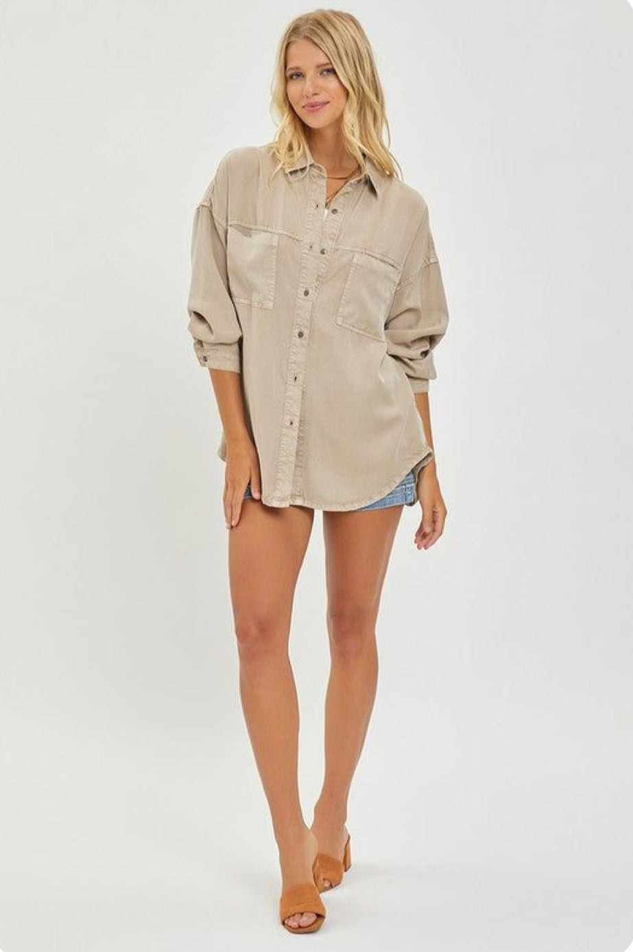 Lightweight Tencel Top in Taupe