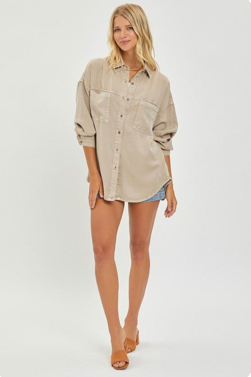 Lightweight Tencel Top in Taupe