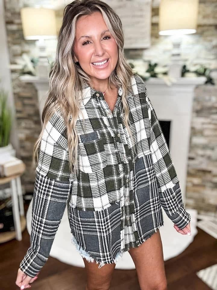 Gray and Green Winter Plaid