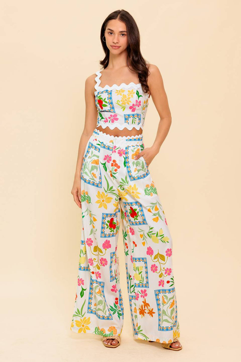 MARIGOLD IVORY WOVEN TOP AND PANT SET