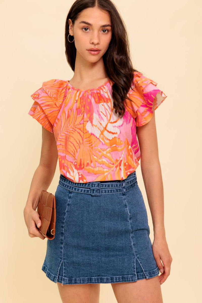 EVENING GLOW PINK WOVEN TOP