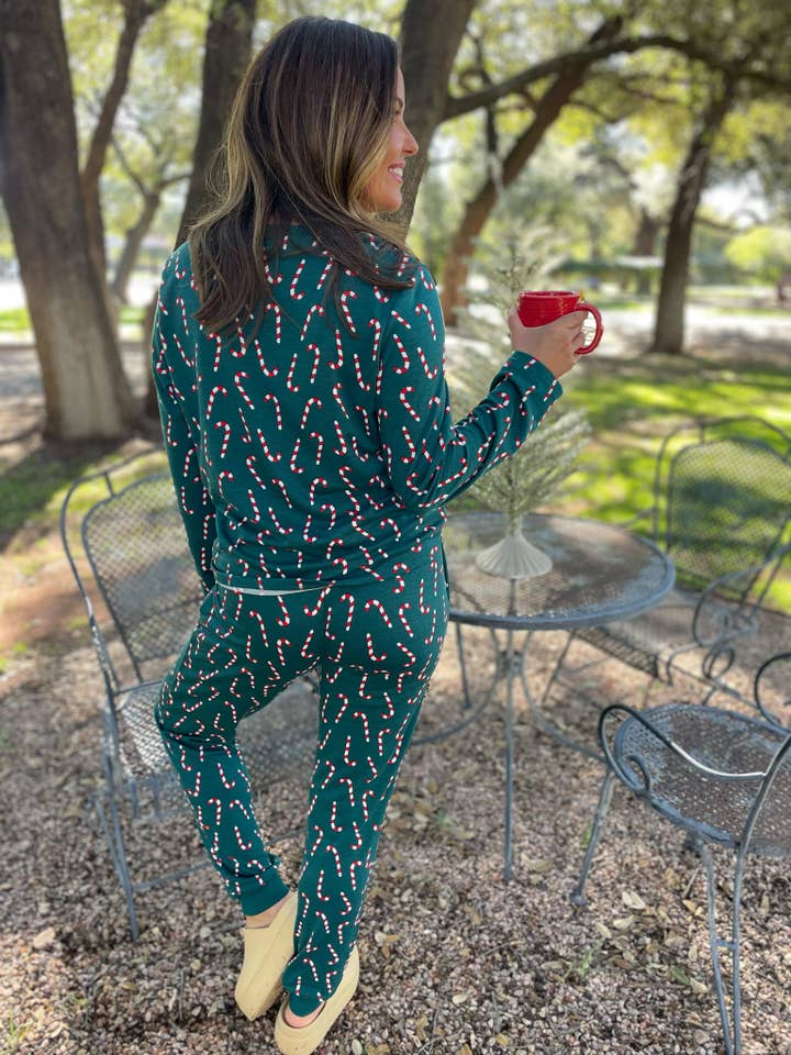 Candy Cane Pajama Pants Green Set