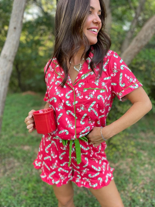 Christmas Candy Pajama Set in Green