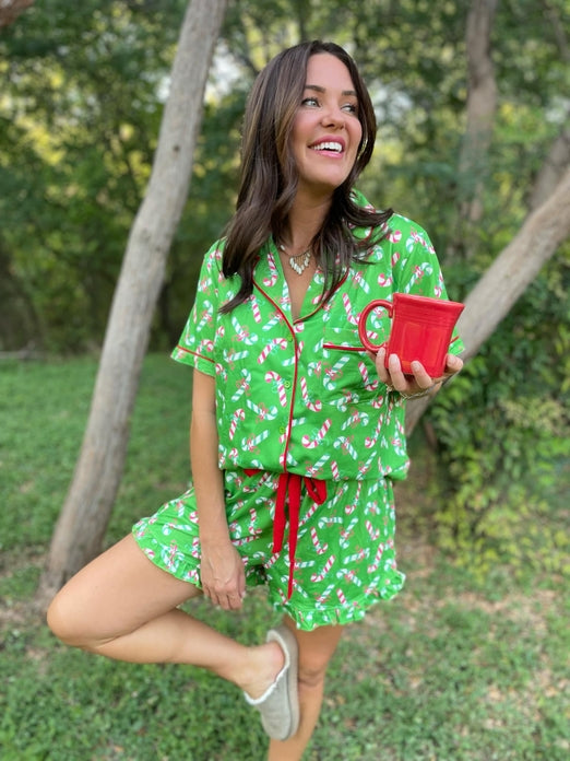 Christmas Candy Pajama Set in Green