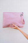 Trendy Weave Clutch in Blush Pink