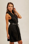 Caught Your Eye Suede Belted Vest Dress