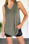 Relaxed and Luxe Sleeveless Top in Light Olive