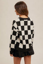 Fast Lane Checkered Crew Neck Sweater