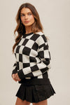 Fast Lane Checkered Crew Neck Sweater