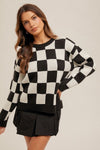 Fast Lane Checkered Crew Neck Sweater