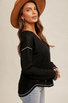 Breezy Day Waffle Top in Black