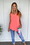 Relaxed and Luxe Sleeveless Top in Neon Peach