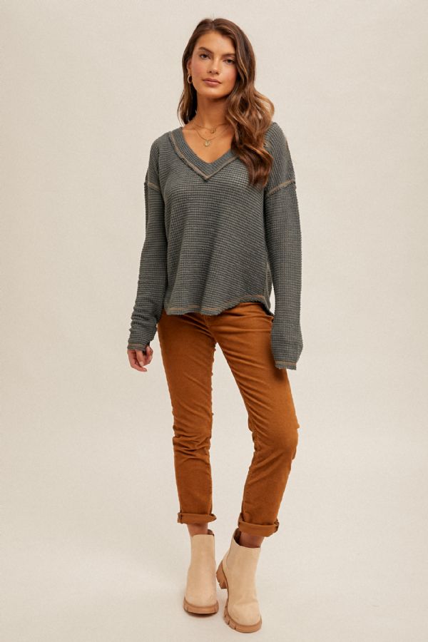 Breezy Day Waffle Top in Winter Spruce