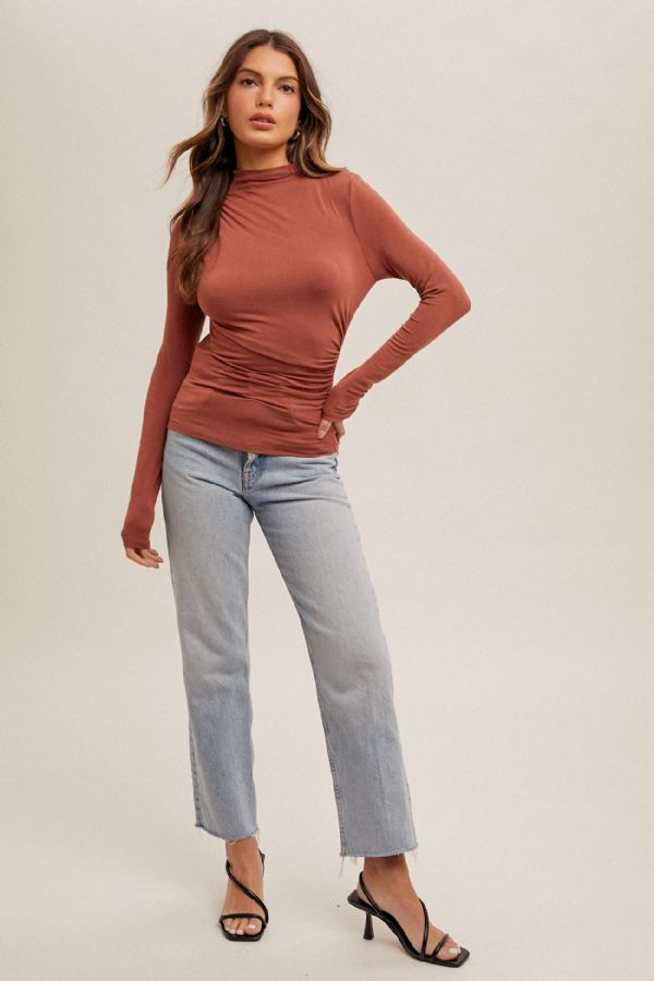 Ruched and Ready Top in Rust