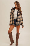 Twofer Button Down Navy Plaid Shacket