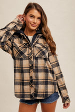 Twofer Button Down Navy Plaid Shacket