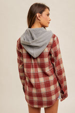 Twofer Button Down Red Plaid Shacket