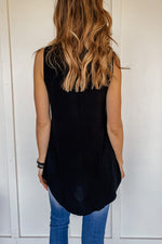 Relaxed and Luxe Sleeveless Top in Black