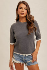 Darling Lace Trimmed Sweater