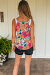 Buttery Soft Retro Bright Floral Lace Tank