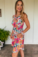 Buttery Soft Retro Bright Floral Dress
