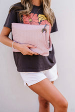 Trendy Weave Clutch in Blush Pink