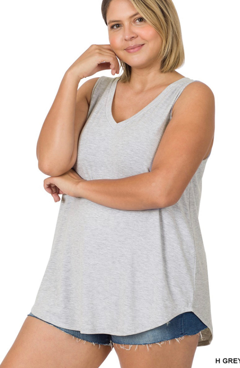 Relaxed and Luxe Sleeveless Top in Heather Gray - PLUS