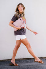 Trendy Weave Clutch in Blush Pink