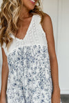 Crochet and Blue Floral Babydoll Dress