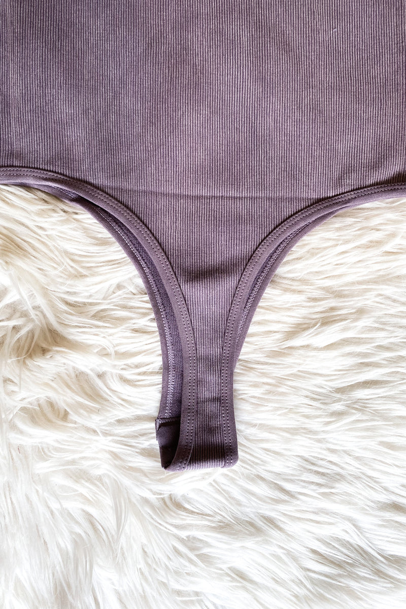 Ribbed Racerback Bodysuit in Washed Lilac