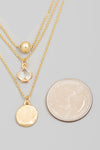 Layered Chain Disc Charm Necklace in Gold