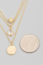 Layered Chain Disc Charm Necklace in Gold