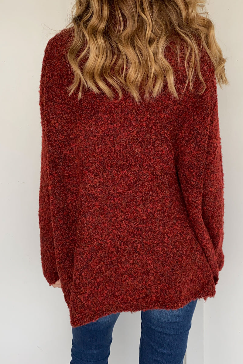 Troy Textured Cowl Neck Sweater in Tomato