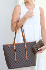 The Serena Tote and Wallet in Brown