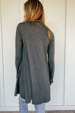 Lightweight Jersey Cardigan in Charcoal